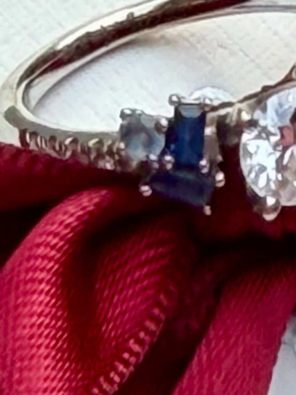 Sapphire Diamond Engagement Ring 5 3/4 NIB Shane & Co. 14K white gold - Picture 3 of 12